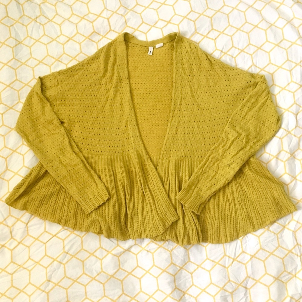 Anthropologie Yellow Moth Cardigan